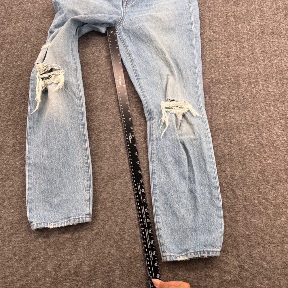 Madewell Perfect Vintage Jeans Light Wash Ripped Knee High Rise Straight Leg 28 - Picture 12 of 13